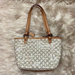 Coach Small White & Grey Logo Bag